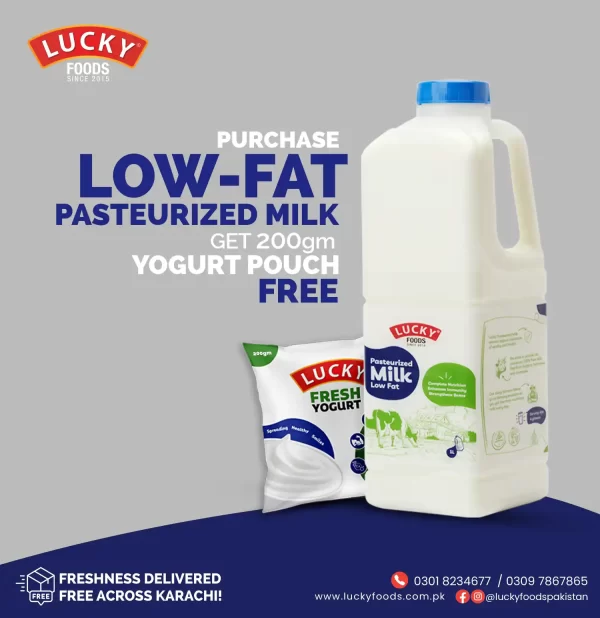 Deal 6 - 1 Liter Low-Fat Pasteurized Milk & Get 200g Yogurt Free